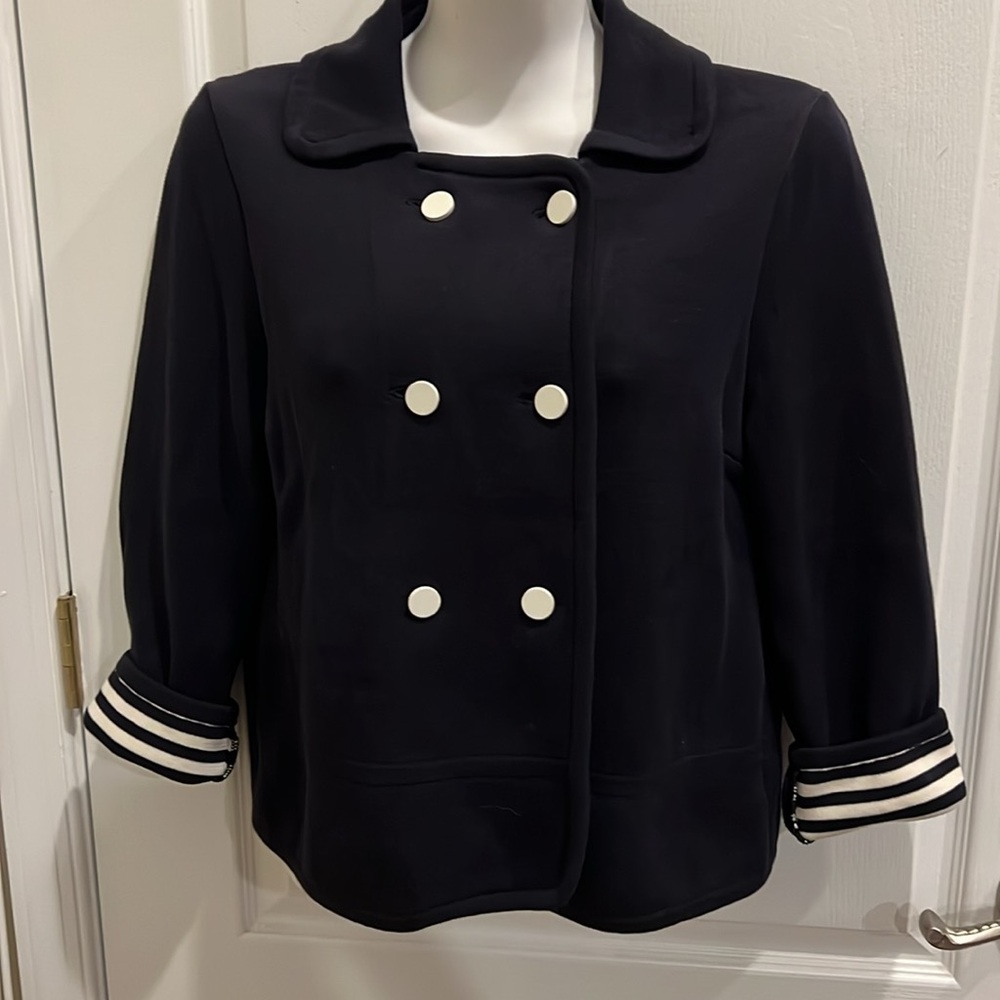 Tory Burch Navy/White Cropped Jacket size M